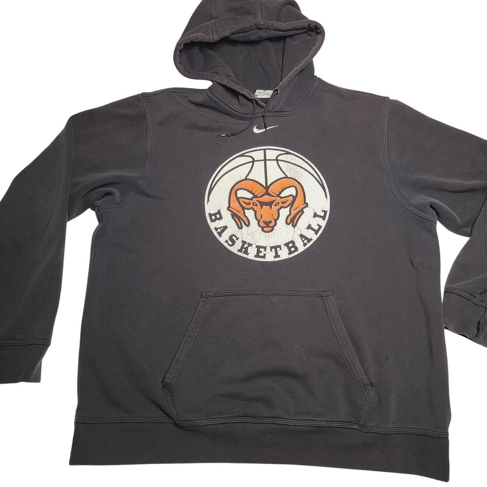 VTG Nike Center Check Swoosh Hoodie Rockford Michigan Rams Basketball Men's XL